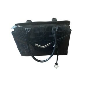 Brighton  Black Crocodile-Embossed shoulder Handbag